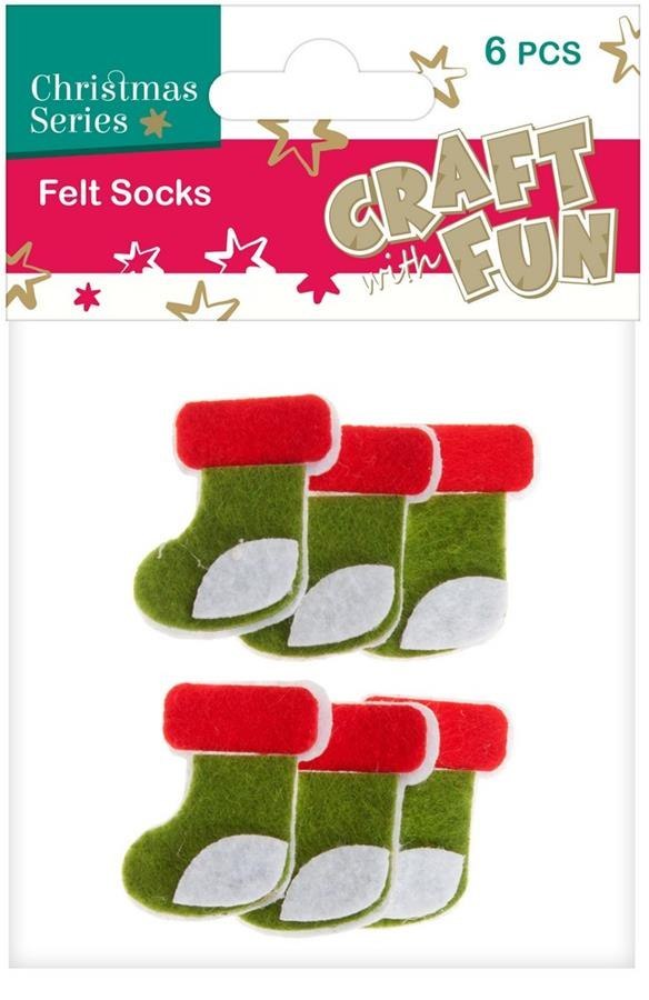 DECORATION CHRISTMAS FELT SOCK 6 PCS. CRAFT WITH FUN 383958